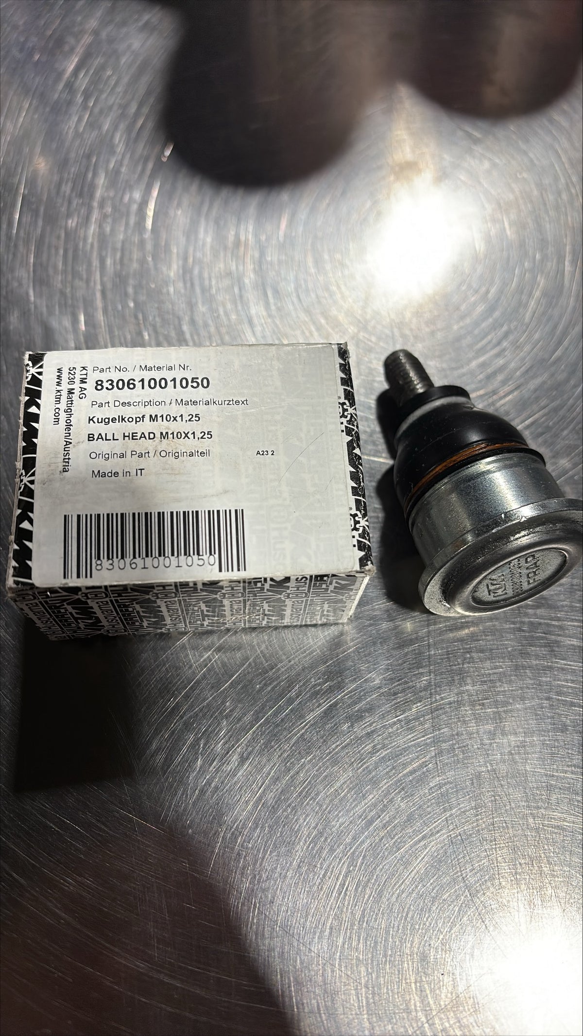 Genuine OEM KTM Sport ATV Front Upper A-Arm Ball Joint / Ball Head (M10x1.25) - 83061001050