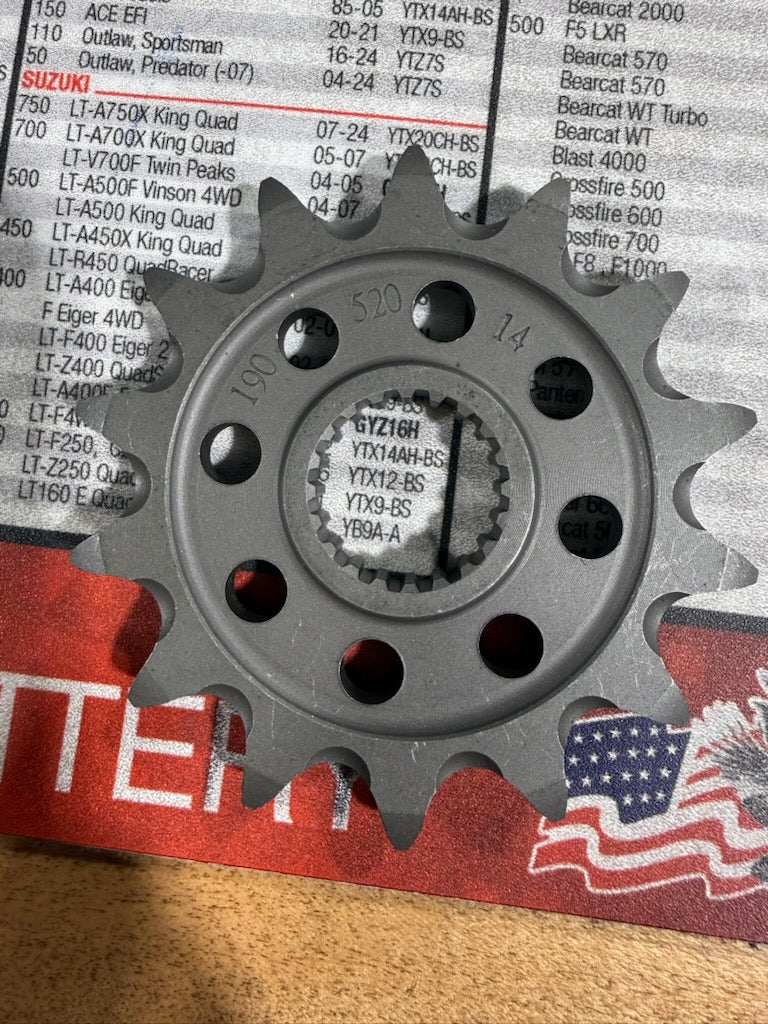 TAG Metals Front Countershaft Sprocket (14-Tooth / 520 Pitch) — Part #190-520-14