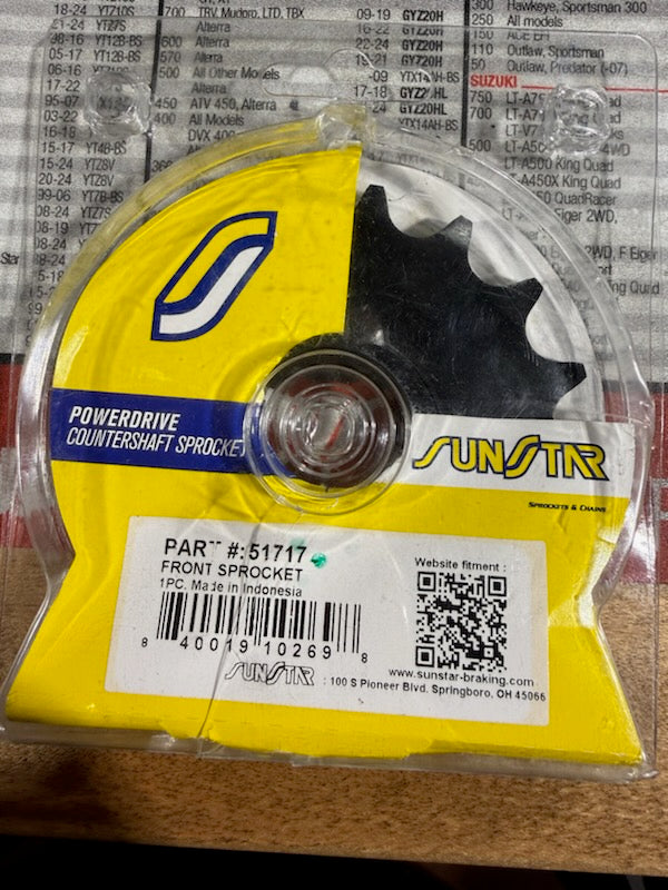 Sunstar Powerdrive Steel Front Countershaft Sprocket (17-Tooth / 530 Pitch) — Part #51717