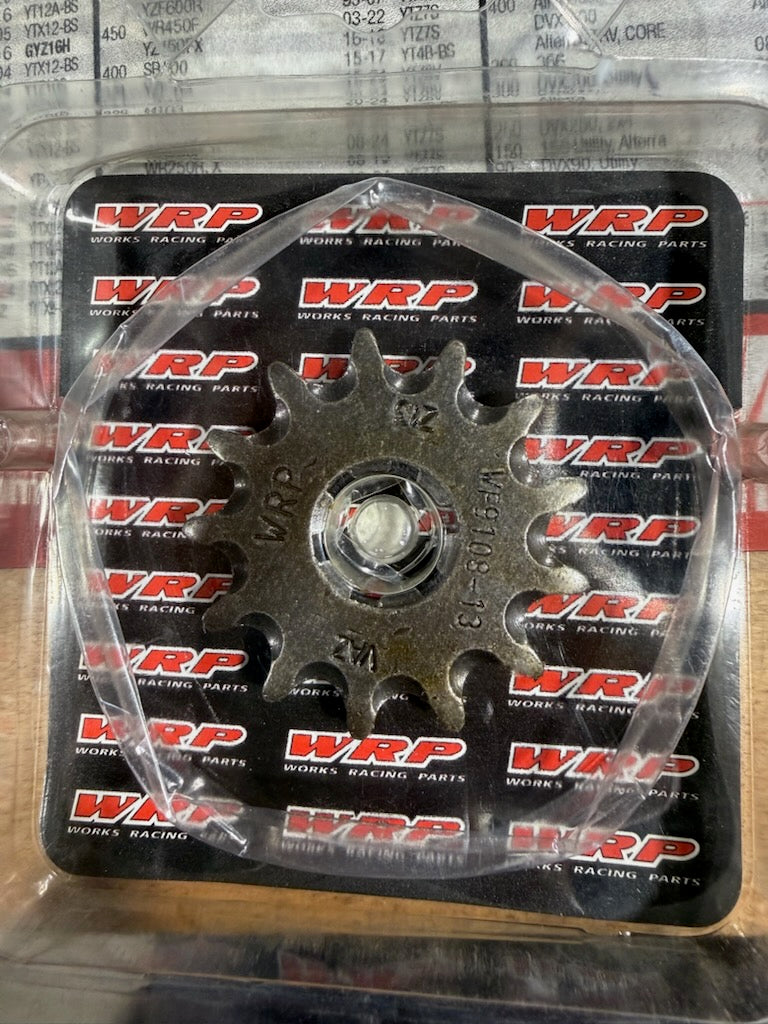 WRP Works Racing Parts Steel Front Countershaft Sprocket (13-Tooth / 428 Pitch) — Part #YB09.413A (93822-13213-00)
