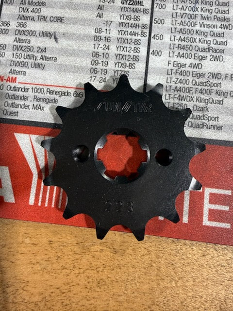 Sunstar Powerdrive Steel Front Countershaft Sprocket (13-Tooth / 428 Pitch) — Part #22313 (23801-K28-910)