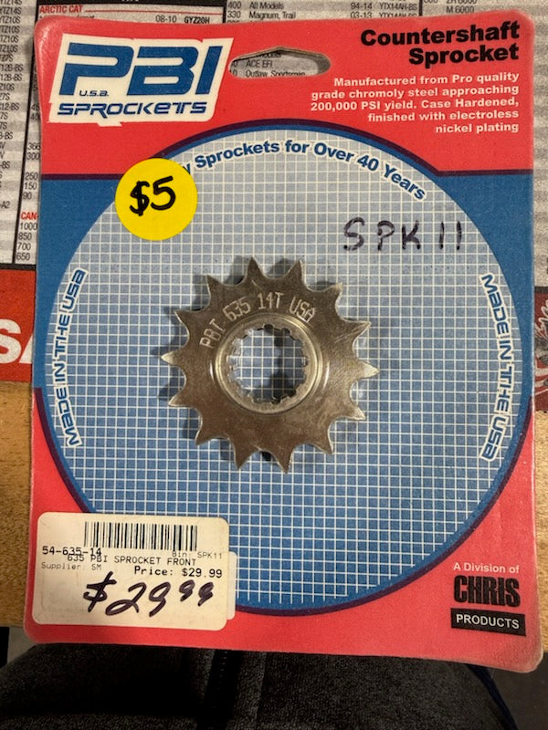 PBI Steel Front Countershaft Drive Sprocket (Part Number: 635-14)