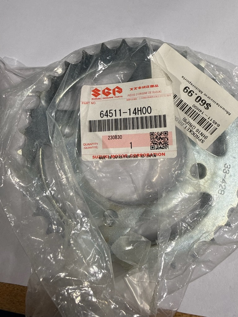 Suzuki Genuine OEM Rear Drive Sprocket - 33T / 428 Pitch (Part Number: 64511-14H00)