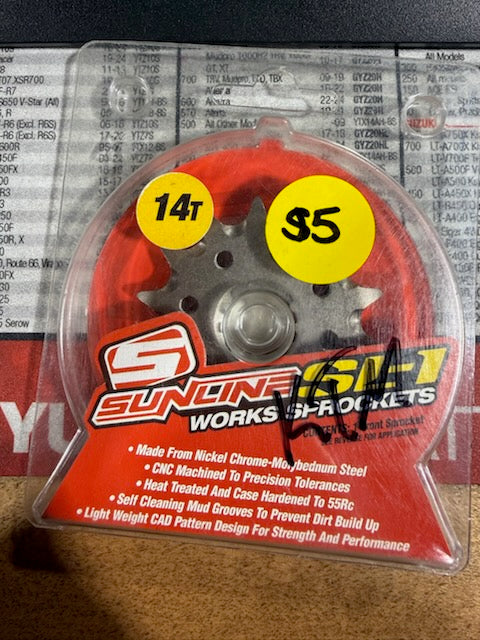 Sunline SL-1 Steel Front Countershaft Sprocket (14-Tooth / 428 Pitch) — Part #0981-428-14