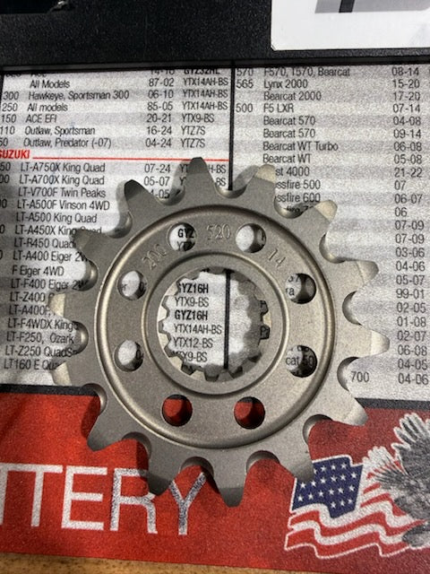 TAG Metals Front Countershaft Sprocket (14-Tooth / 520 Pitch) — Part #200-520-14
